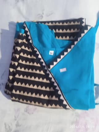 Geometric Print A-Line Kurti (Blue & Black, 44) | Comfortable Cotton Blend | Ethnic Casual