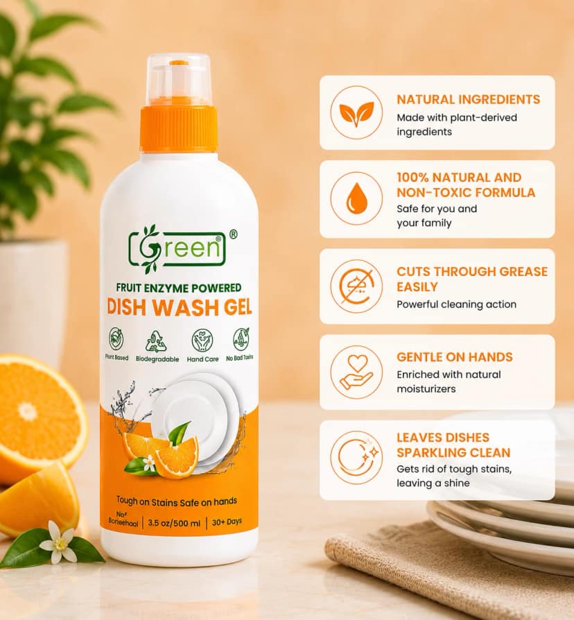 Green Dishwash Gel Liquid 500 ml view 2