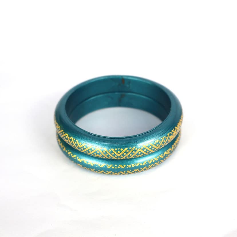 FHS Royal Style Rajasthani Lac Bangles- Blue Colour for Girls & Womens