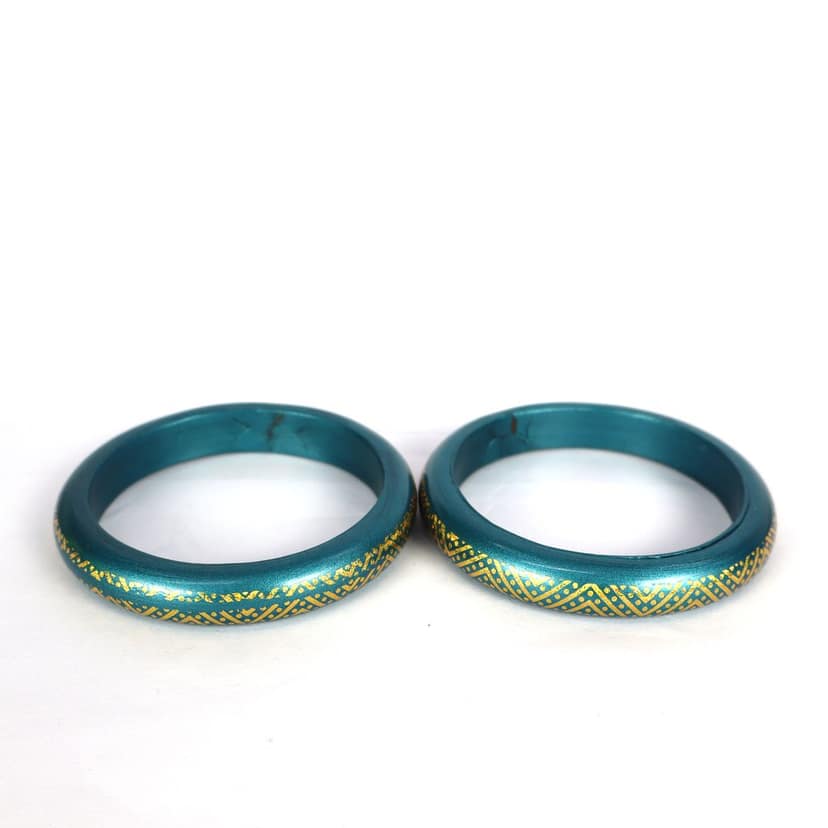 FHS Royal Style Rajasthani Lac Bangles- Blue Colour for Girls & Womens view 2