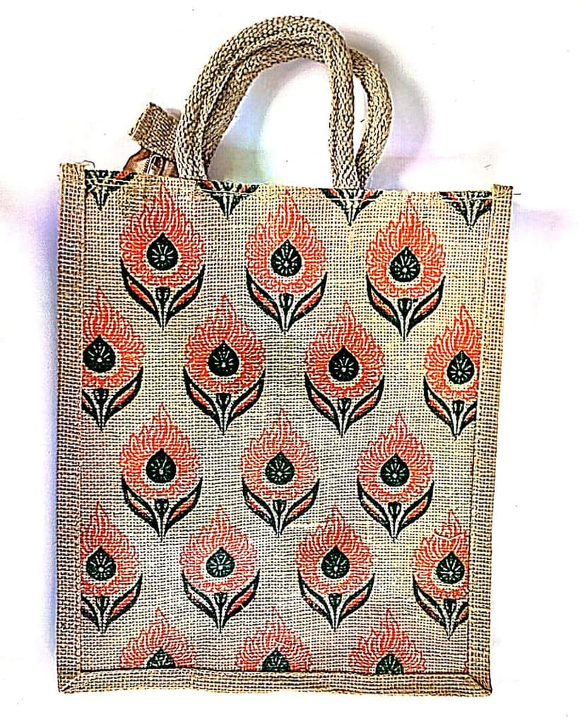 "Jute Bag with Floral Print" view 2