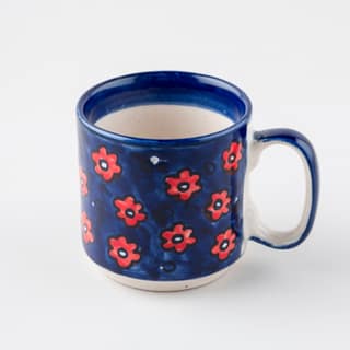 Blue Floral Ceramic Coffee Mug (Small)