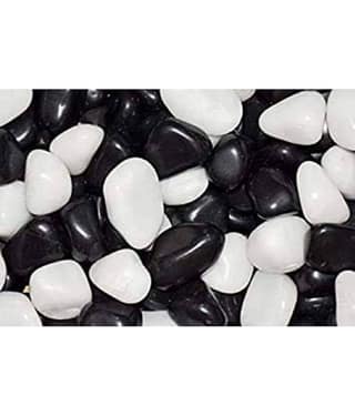 VANNEF Stone Natural River Pebbles for Indoor Outdoor Garden (Black&White, 500gm)