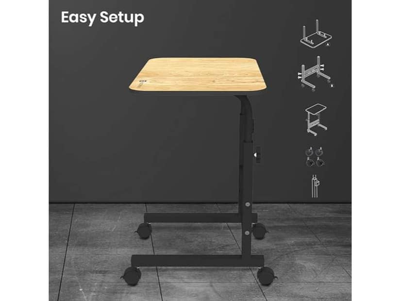 Portronics My Buddy D Height Adjustable, Metal Frame, Easy-to-Clean Tabletop, Safety Wheel Lock - Brown view 2