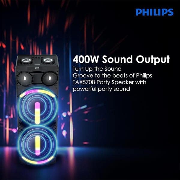Philips Audio TAX5708 Bluetooth Party Speaker with Dynamic Bass Boost & Karaoke (400W Max Output) view 2