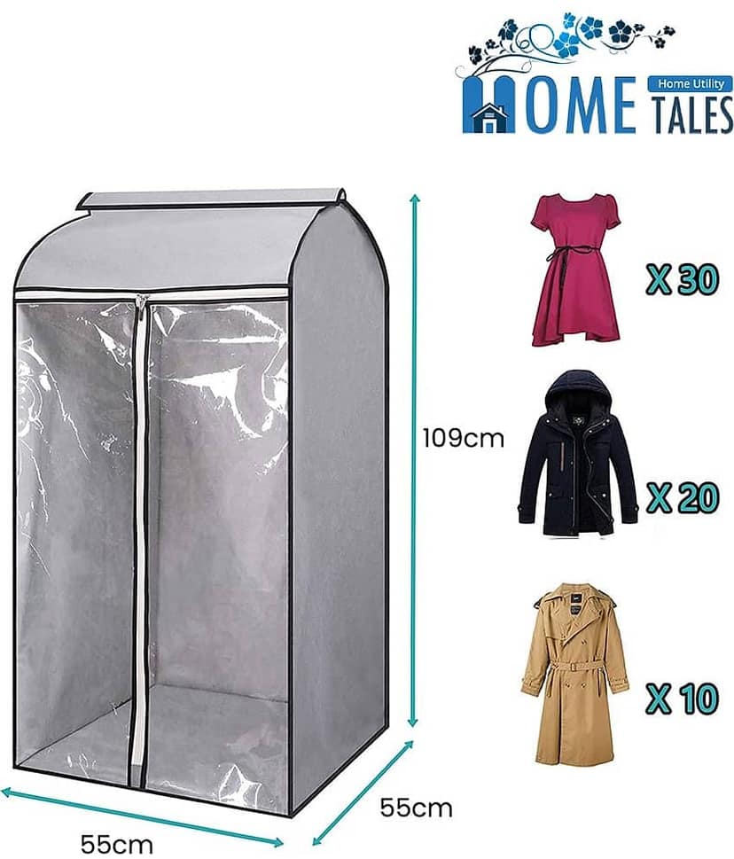 Garment Storage & Organizer with PVC Windows, Hanging Closet Cover for Suits/Coats/Jackets (Hanging Rod Not Included) view 2