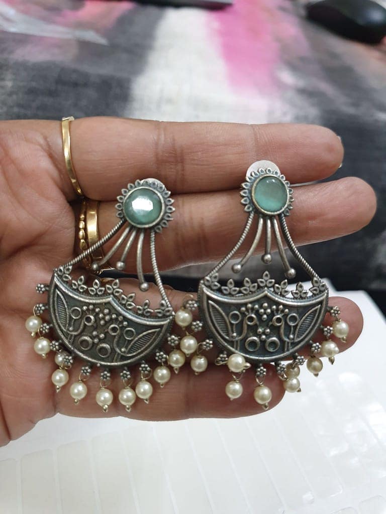 German Silver Oxidized Beautiful Earrings view 2
