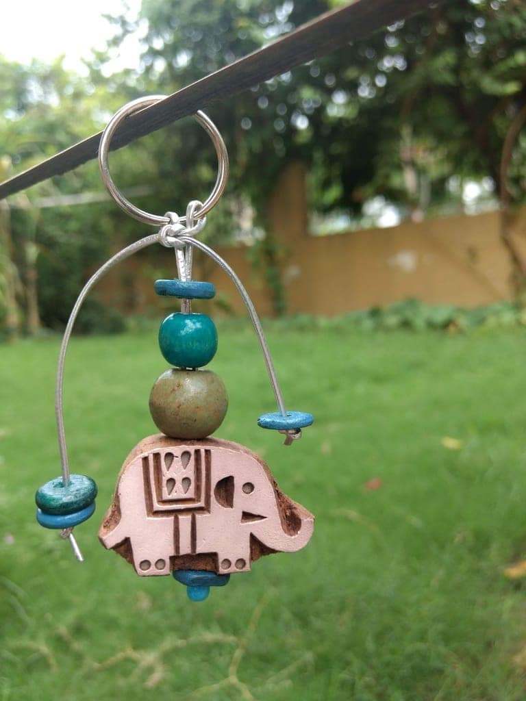 Hand Carved Wooden Keyring Elephant view 2