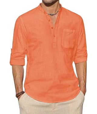 TrendiVastra Cream Cotton Blend Men's Shirt Style Kurta ( Pack of 1 )