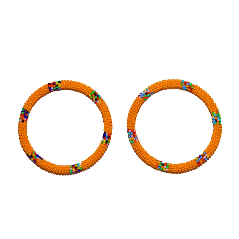 Tribes India Handcrafted Orange Bangles