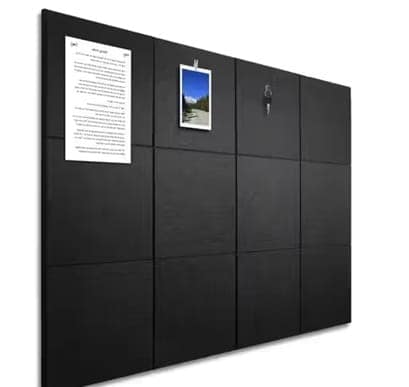 6 Pcs Felt Bulletin Board Tiles (30x30 cm) with 50 Drawing Pins – Self-Adhesive Wall Notice Board (Black)