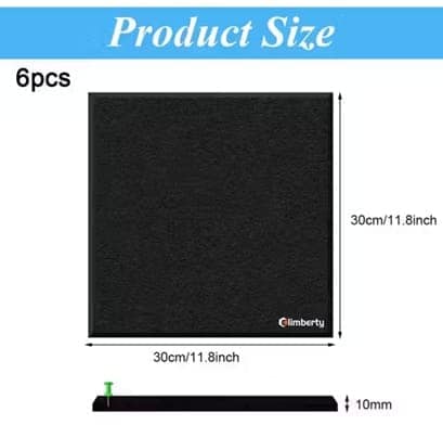 6 Pcs Felt Bulletin Board Tiles (30x30 cm) with 50 Drawing Pins – Self-Adhesive Wall Notice Board (Black) view 2