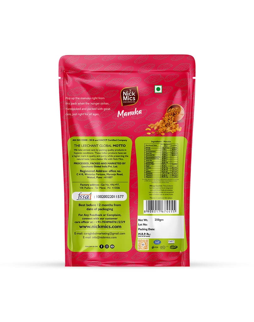 Nickmics Manuka 250 gm | Sun Dried Natural Manuka | Dryfruits- Indian Kishmish | Rich In Nutiritons| Rich In Iron| Healthy Sweet & Tasty | Energy Booster| view 2