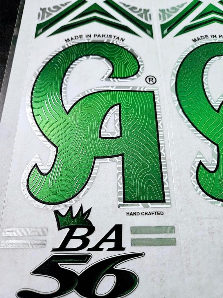 VR3 INTERNATIONAL | Cricket Bat Sticker | 3D Digital Embossed CA Babar Azam Edition | English Willow | Green view 2