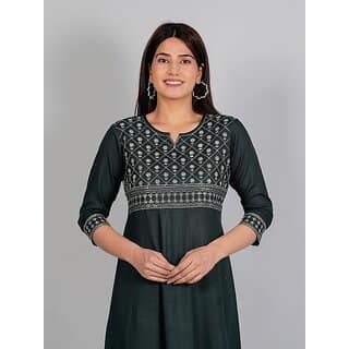 Radhika Fashion Green Viscose Solid Stitched Dress For Woman