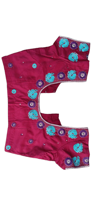 Blouse with intricate peacock embroidery