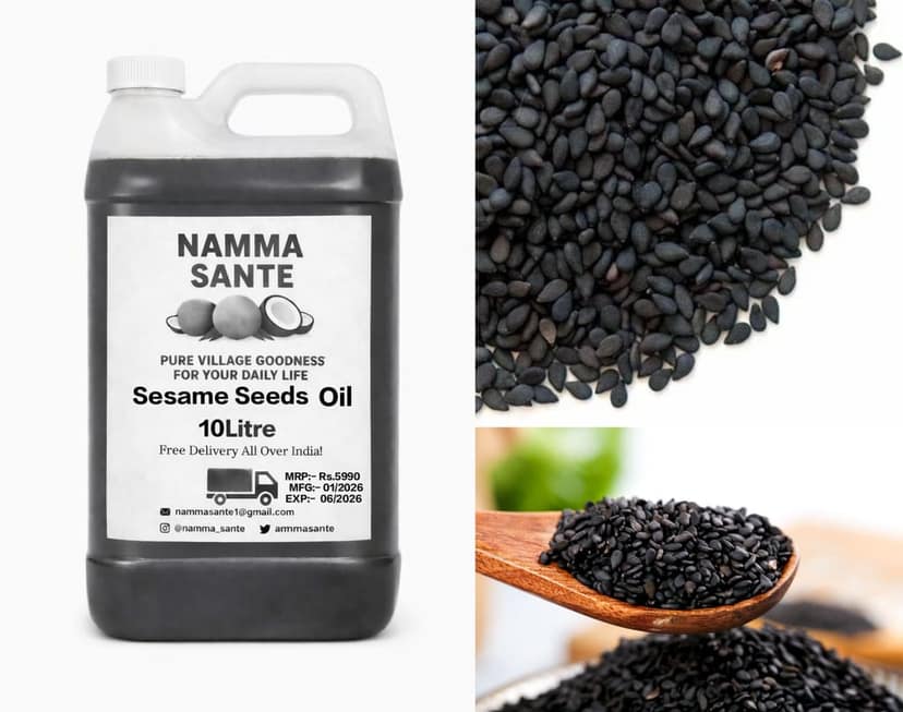 Sesame Seeds Oil, Til Oil, Gingelly Oil, Nallennai, Ellu Ennai 10litre