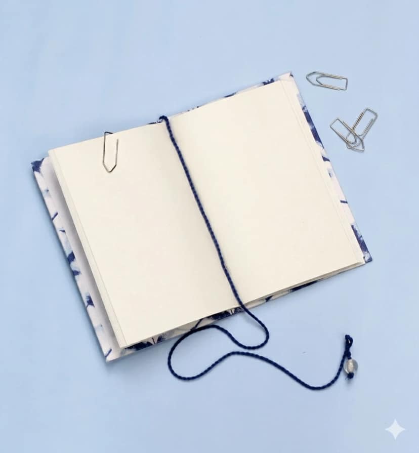 The Mohraj Handmade Azure Leaf Pocket Diary view 2