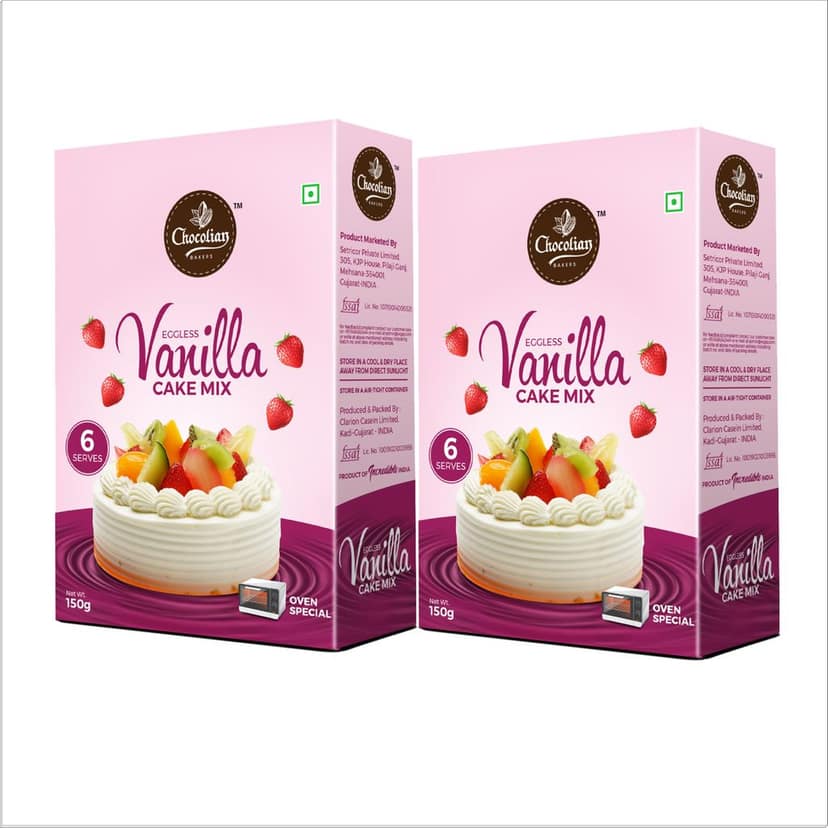 Chocolian Bakers Eggless Vanilla Oven Cake Mix Powder | Instant Cake Mix Powder | 3 Step Cake Mix | Mix, Pour & Bake | Moist Vanilla Cake |
