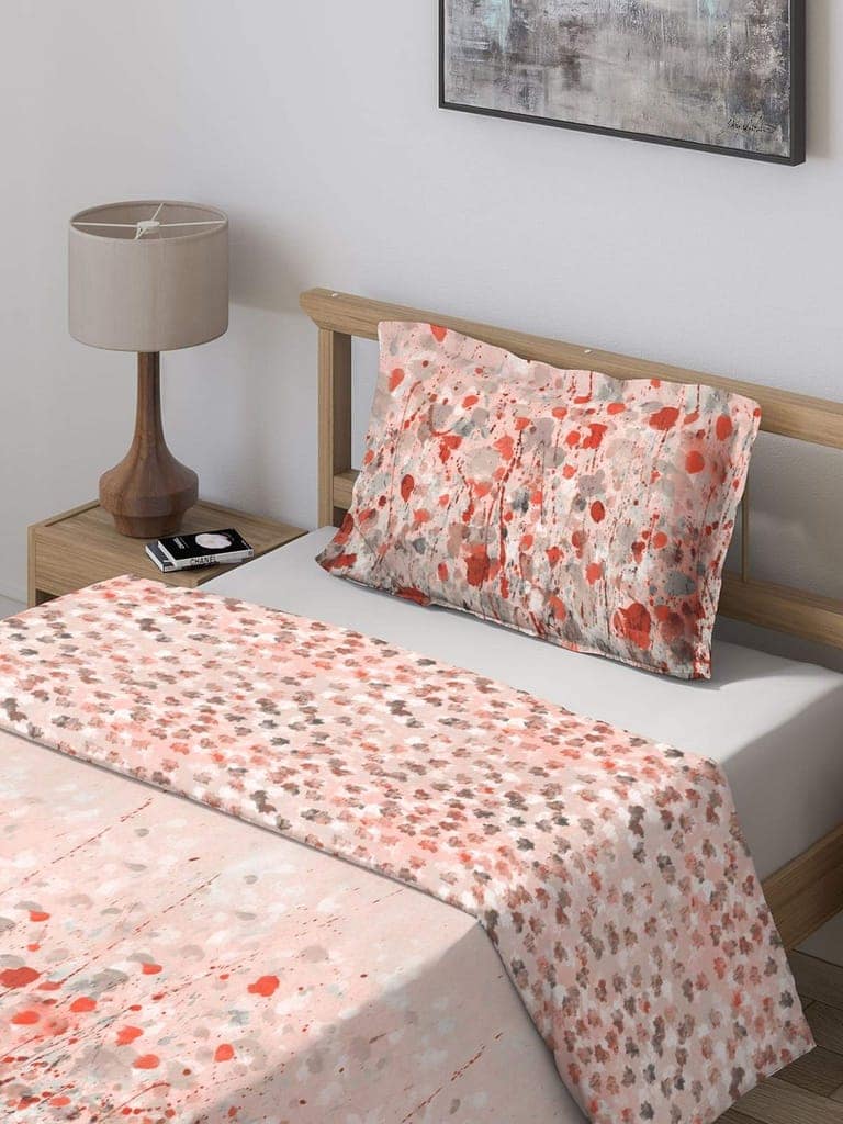 DDECOR - Cherish Collection 100% Cotton Abstract Pattern 150TC Single Quilt|152 CM X 229 CM| - Red view 2