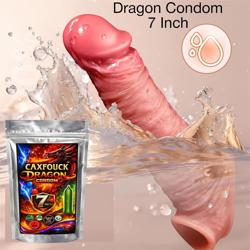 Caxfouck Dragon Condom 7 Inch Reusable & Realistic Skin-Like Feel Enhanced Comfort Soft & Flexible Fit (1 Pcs Set)
