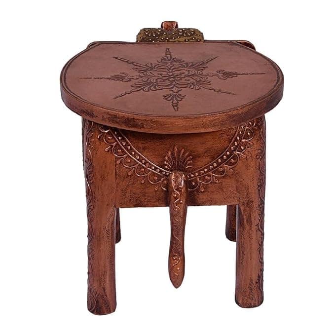 KONDAPALLI STRONG WOODEN ELEPHANT POOJA STOOL /HOME DECOE/ SIDE TABLE view 2