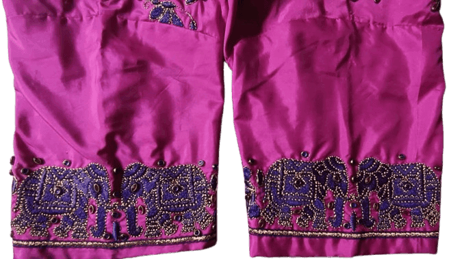 Ready Made Work Blouse with intricate zari and stone embroidery work view 2
