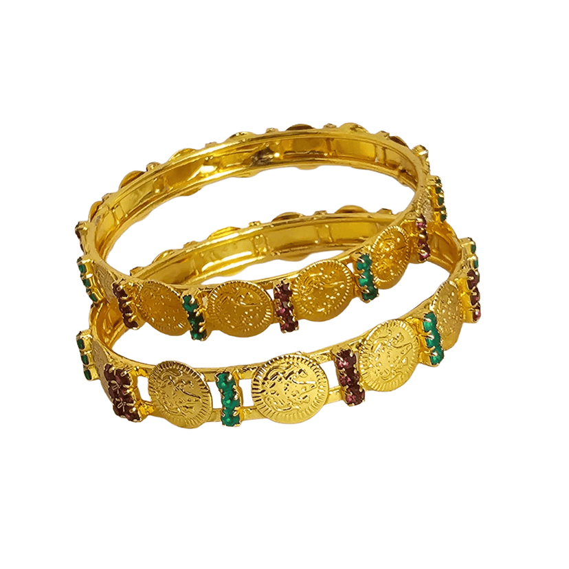 Lakshmi Kasu & Gemstone Bangles (Kada/Kangan) view 2
