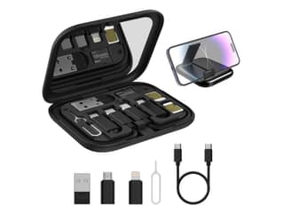Portronics Snapcase 60W Fast Charging Cable Kit, Compact Storage, Multiple Connectors, Portable Mirror