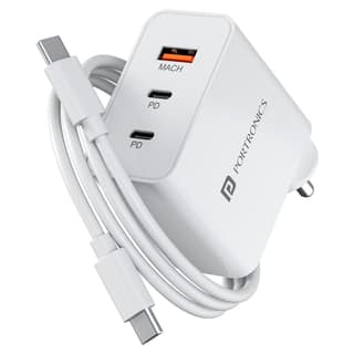 Portronics Adapto 65B, 65W Fast Charging Adapter - White