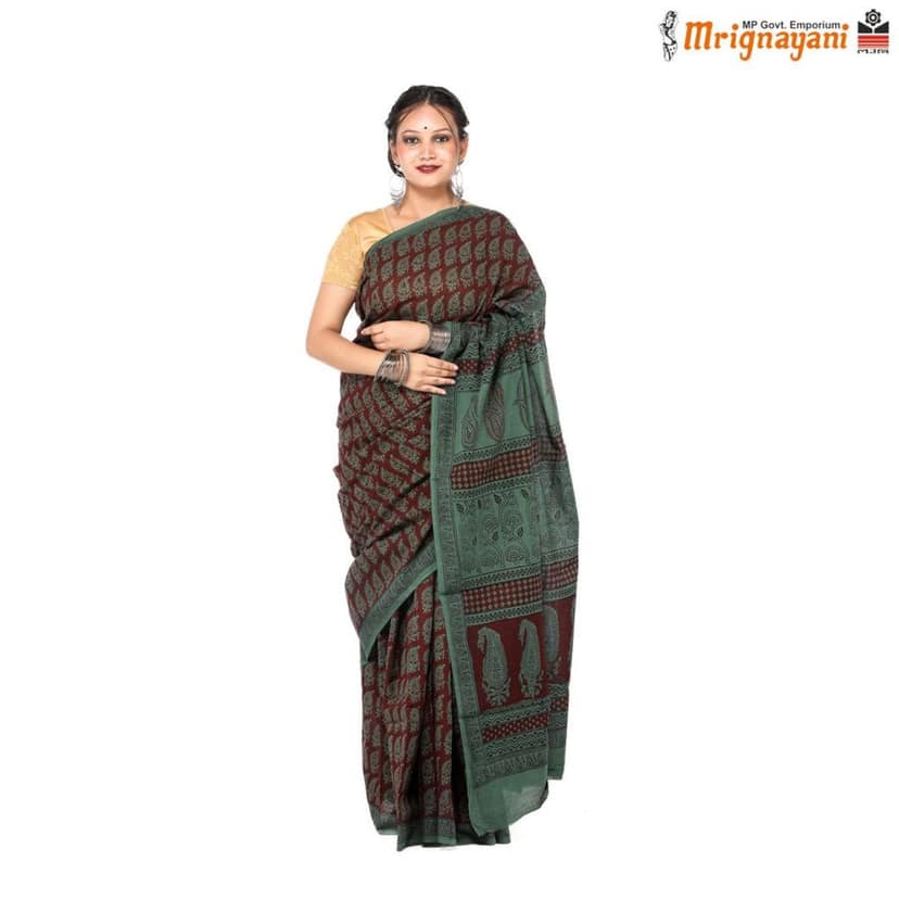 HANDLOOM COTTON SAREE WITH BLOUSE (SKU - 3I0102260522, SAREE-1120) view 2