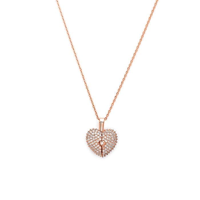 Rose Gold Open Heart Pendant with Chain