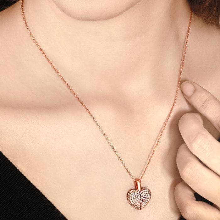 Rose Gold Open Heart Pendant with Chain view 2