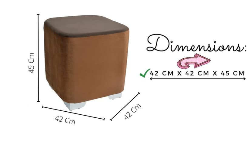 ShadowKart Ottoman Pouffes Sitting Stool for Living Room Sitting Puffy Wooden Stools Chair Pouf Foot Stool for Office Room Decor, 16x16x18 inch, Brown/Coffee view 2
