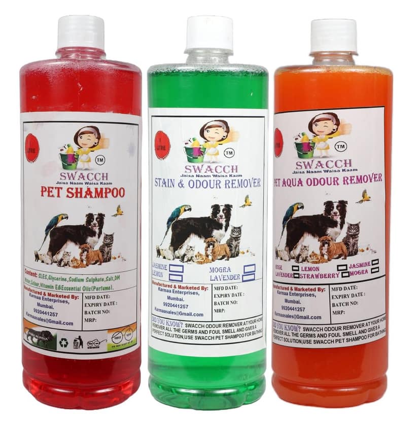 Swacch Pet Shampoo (Jasmine) + Deodorizer (Orange) + Stain Remover (Mogra) (1 Litre) (Combo Pack of 3) view 2