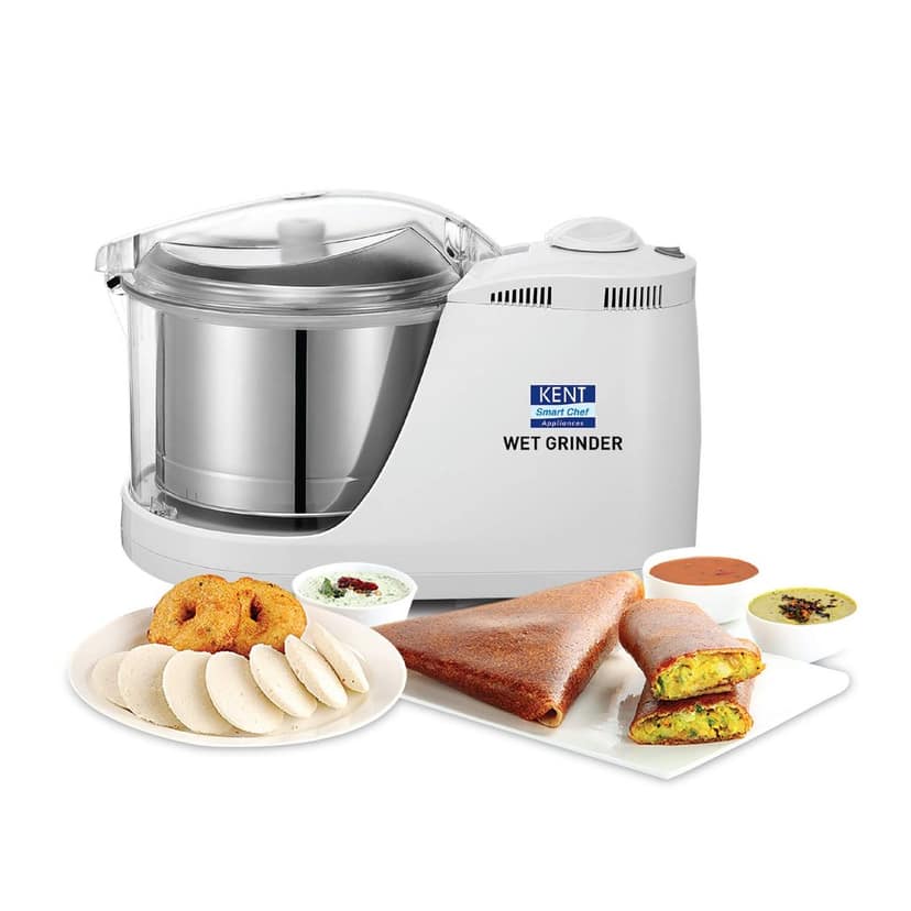 KENT Plastic 150W Wet Grinder Encased Rotating Drum For Safe Operation&Low Noise Wet Grinding Of All Kinds Of Batter For Scrapping Coconut&Kneading Dough 16079 (White) view 2