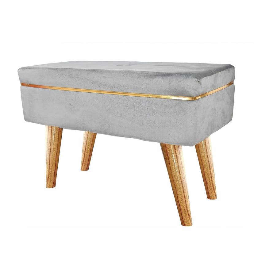 Shadowkart Pouffes Bench Sitting Stool for Living Room Patio Kitchen Bench Puffy Wooden Mudda Ottoman Stools Poof Footstool Pouf for Office Home Decor, Square, 64x33x45 Cm, Grey view 2