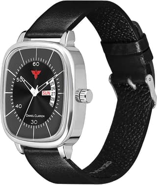 Daniel Clarion Black Leather Analog Men's Watch