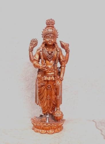 Searchers Paradise - Copper Idols of god Guruvayurappan, 4.1 inches, Copper Handmade 198 Grams, Patina Antique Finish, Pack of 1 Piece
