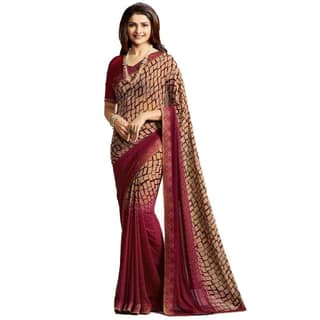 HHK Fashion Women's Printed Georgette 5.5 Meter Saree with Unstitched Blouse Piece