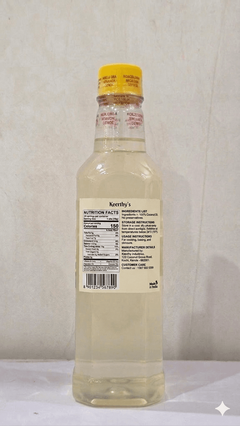 Keerthy Food Products Pure Coconut Oil | Multipurpose Natural Coconut Oil for Cooking, Hair & Skin Care | 500ml view 2