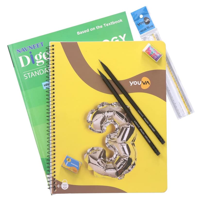 Navneet Youva Happiness Combo Biology Study Kit 1 Part 2 (1 Digest + 1 Three Subject Book + 2 Pencils + 1 Sharpener + 1 Eraser + 1 Scale) view 2