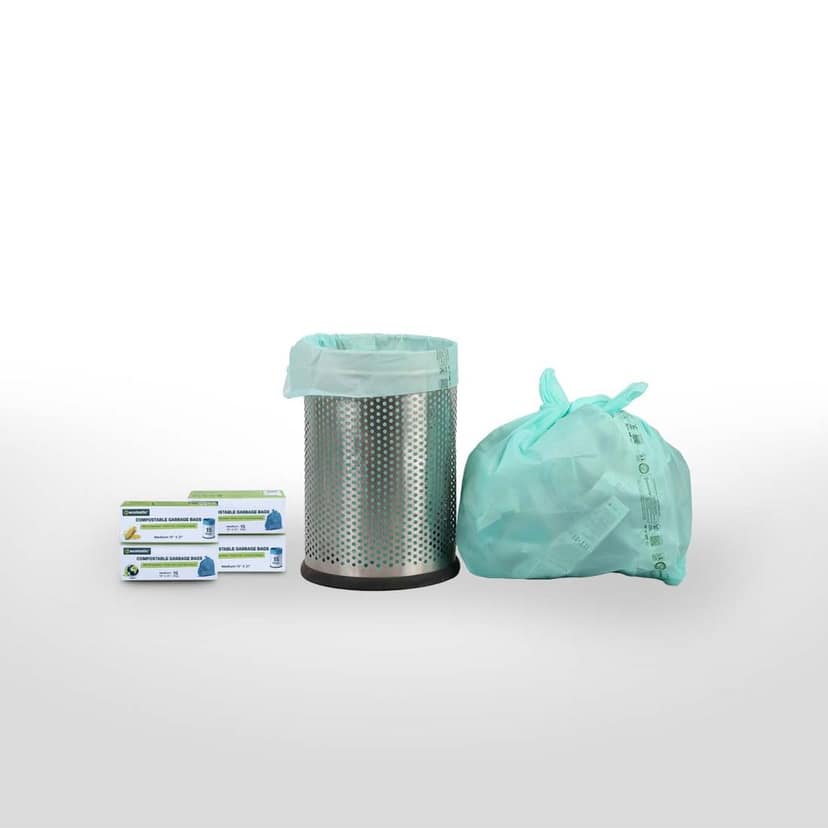 Ecolastic 100% Compostable & Eco-friendly Garbage Bags I MEDIUM (19 x 21 in.) I 60 bags I Pack of 4 I Capacity 35L I Green Colour view 2