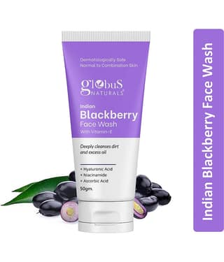 Globus Naturals Indian Blackberry Face Wash,Normal To Combination,For All Skin Type,50Gm (Pack of 1)