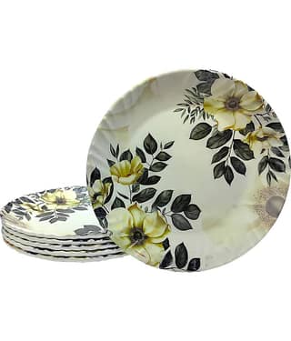 Laserbot Plate Saucers Floral Melamine Saucer 46 ml ( Pack of 6 )