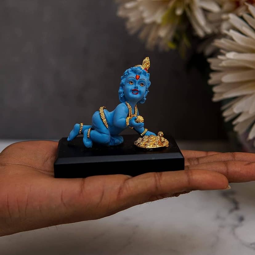 Craftlayout Resin Laddu Gopal Blue Finish Car Dashboard - 2.5 Inch view 2