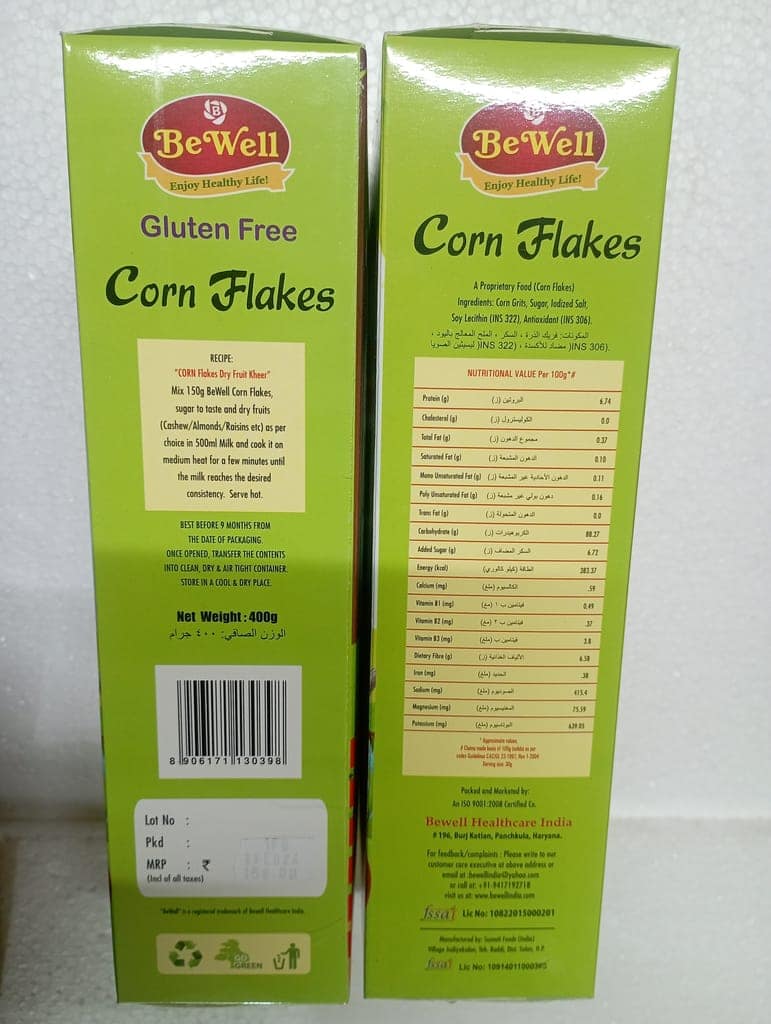 Bewell Gluten Free Corn Flakes 2x400g view 2
