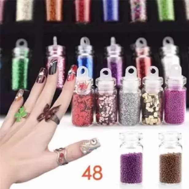 Elecsera Nail Sparkle Glitter Stickers for Nail Art Decoration Mixed Colors & Shapes (Multicolor) view 2