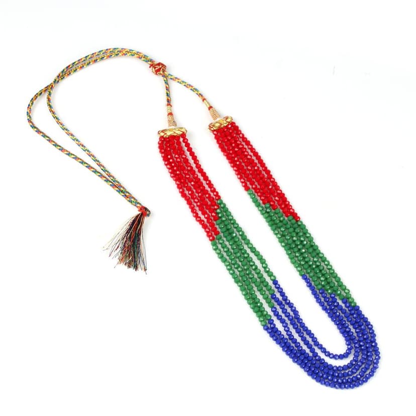 Tribes India Red Blue Green Crystal Beads Multi Strand Necklace for Women view 2
