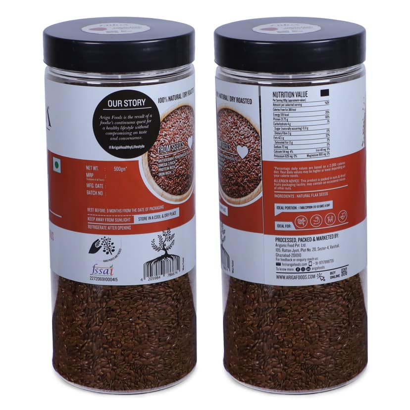Ariga Foods Roasted Flax Seeds Premium Healthy & Nutritious Brown Flax Seeds (500 g) view 2